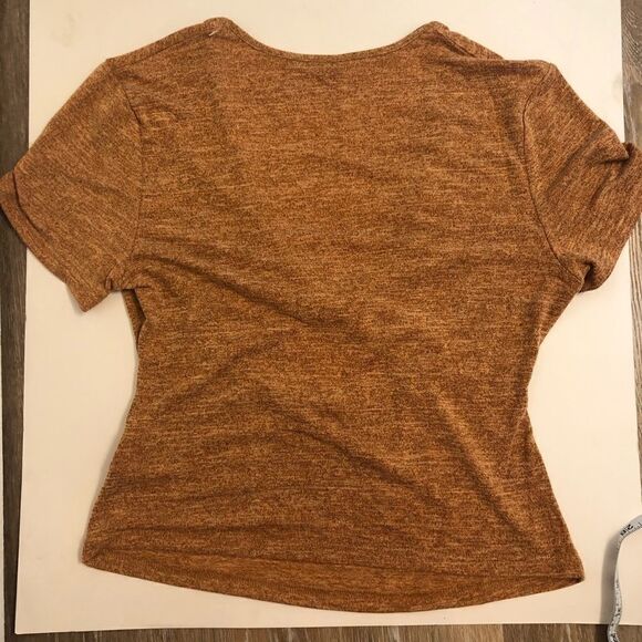 Shein curve cropped burnt orange twist front short sleeve top blouse cheap 1X - Picture 10 of 10